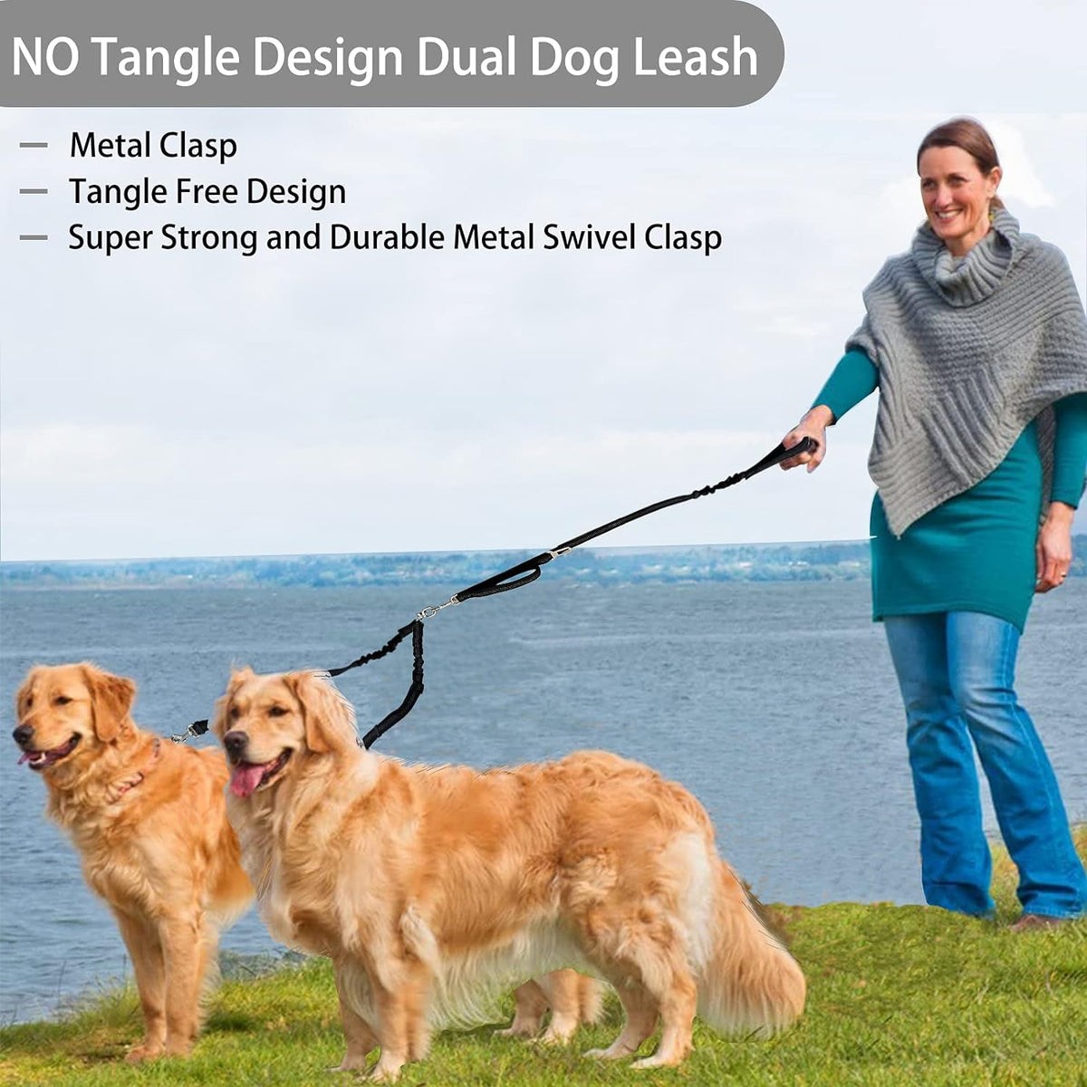 The "Tangled Up in Bark" Ultimate Duo Dog Leash: Now with Bungee Seats for When Your Pooch Hits the Brakes! Perfect for Big Dogs Who Love to Take Their Humans for a Walk!
