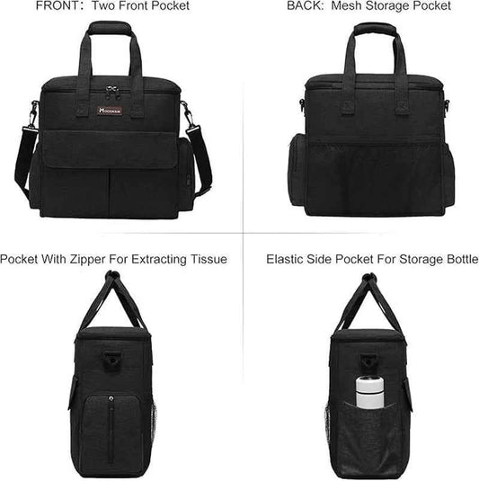 Premium Dog Travel Bag Set with Food Bags, Bowls, and Mat - Black | Organized Travel Accessories for Camping and Road Trips with Ample Storage, Multiple Pockets, and Water-Resistant Oxford Fabric