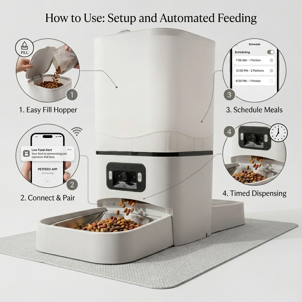 Smart WiFi Automatic Pet Feeder - Hassle-Free Meal Scheduling