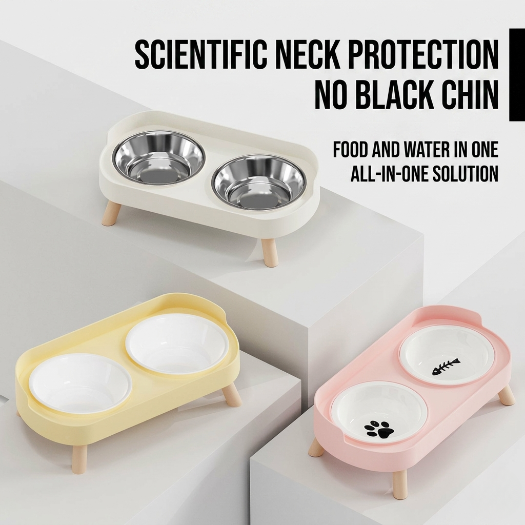 Elevated Dual Bowl Feeding Station: Comfort & Convenience for Your Pet