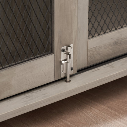 Farmhouse Dog Cage Crate Furniture with Sliding Barn Door