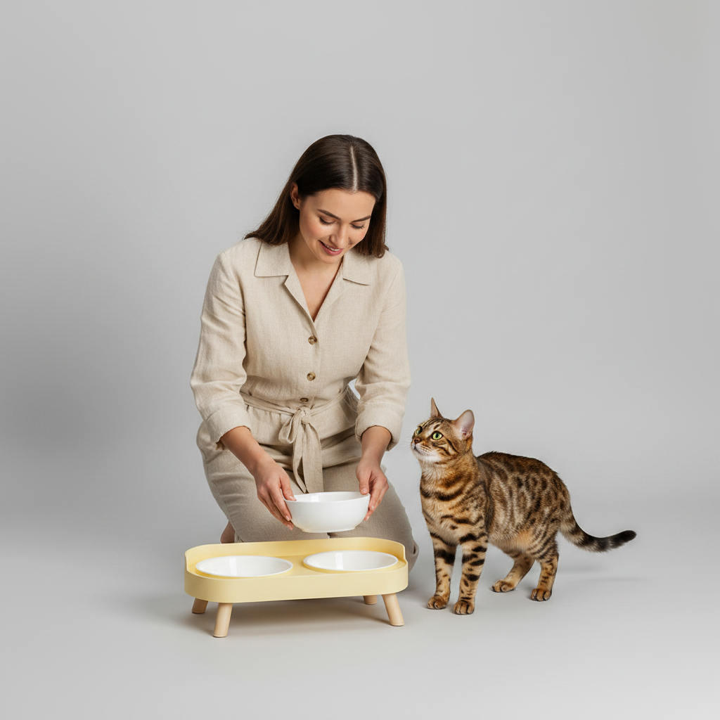 Elevated Dual Bowl Feeding Station: Comfort & Convenience for Your Pet