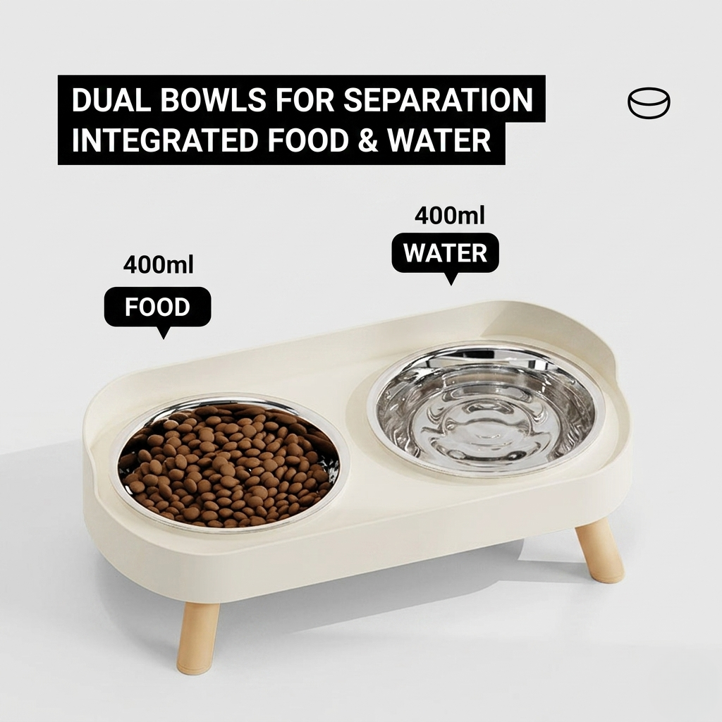 Elevated Dual Bowl Feeding Station: Comfort & Convenience for Your Pet