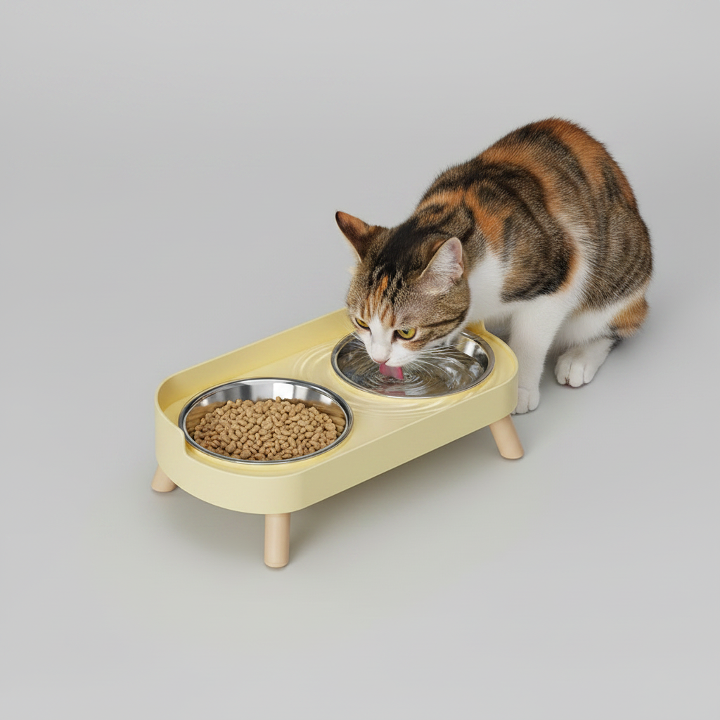 Elevated Dual Bowl Feeding Station: Comfort & Convenience for Your Pet