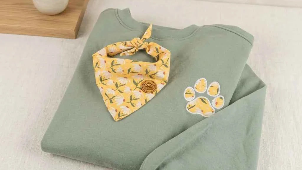 Personalized Dog Bandana With Matching Paw Print Sweatshirt