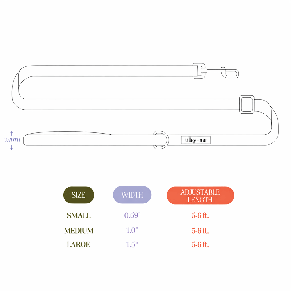 Hemp Cotton Dog Leash - Tilley + Me Durable & Adjustable