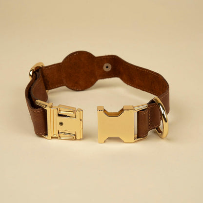 Stylish Leather AirTag Dog Collar