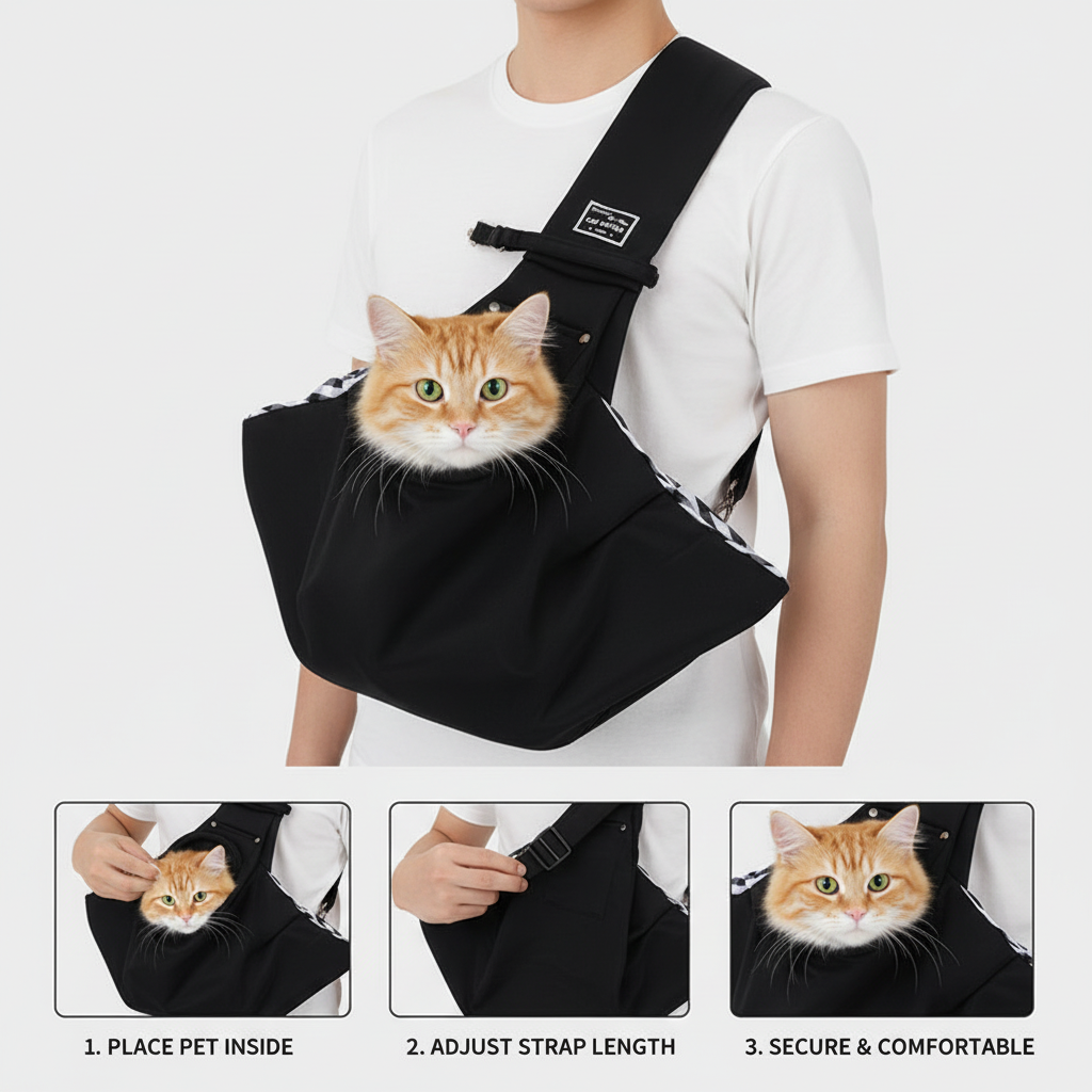 Crossbody Pet Sling Bag - Hands-Free Carrier for Small Pets
