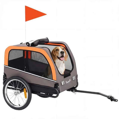 Dog Bike Trailer, Pet Cart Bicycle Carrier with 20" Air Tires, Quick-Release Wheels, Reflectors, Flag