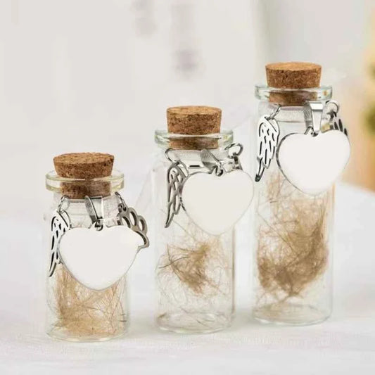 Pet Memorial Bottle for Pet Hair Dogs Cats | Fur Keepsake Storage with 3 Silver Accessories