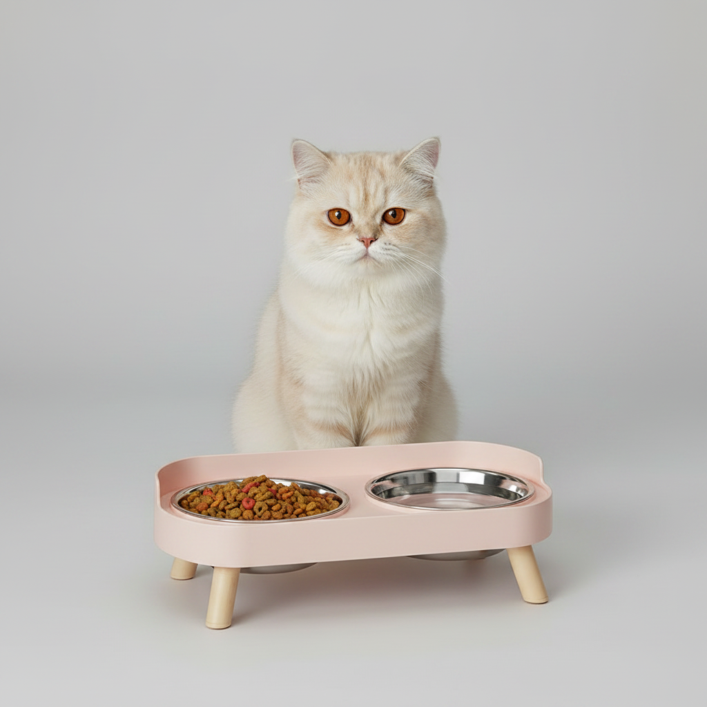 Elevated Dual Bowl Feeding Station: Comfort & Convenience for Your Pet