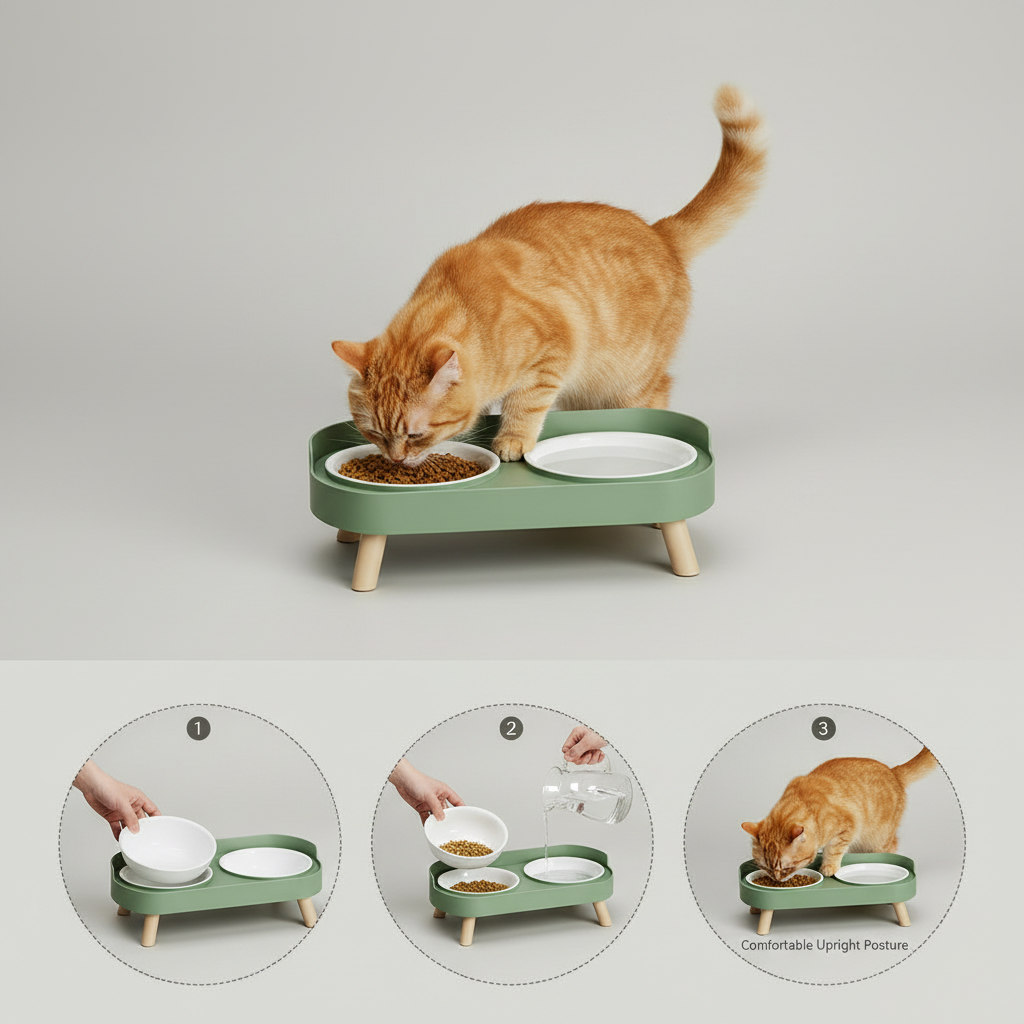 Elevated Dual Bowl Feeding Station: Comfort & Convenience for Your Pet