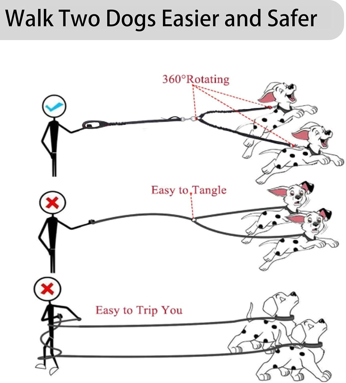 The "Tangled Up in Bark" Ultimate Duo Dog Leash: Now with Bungee Seats for When Your Pooch Hits the Brakes! Perfect for Big Dogs Who Love to Take Their Humans for a Walk!