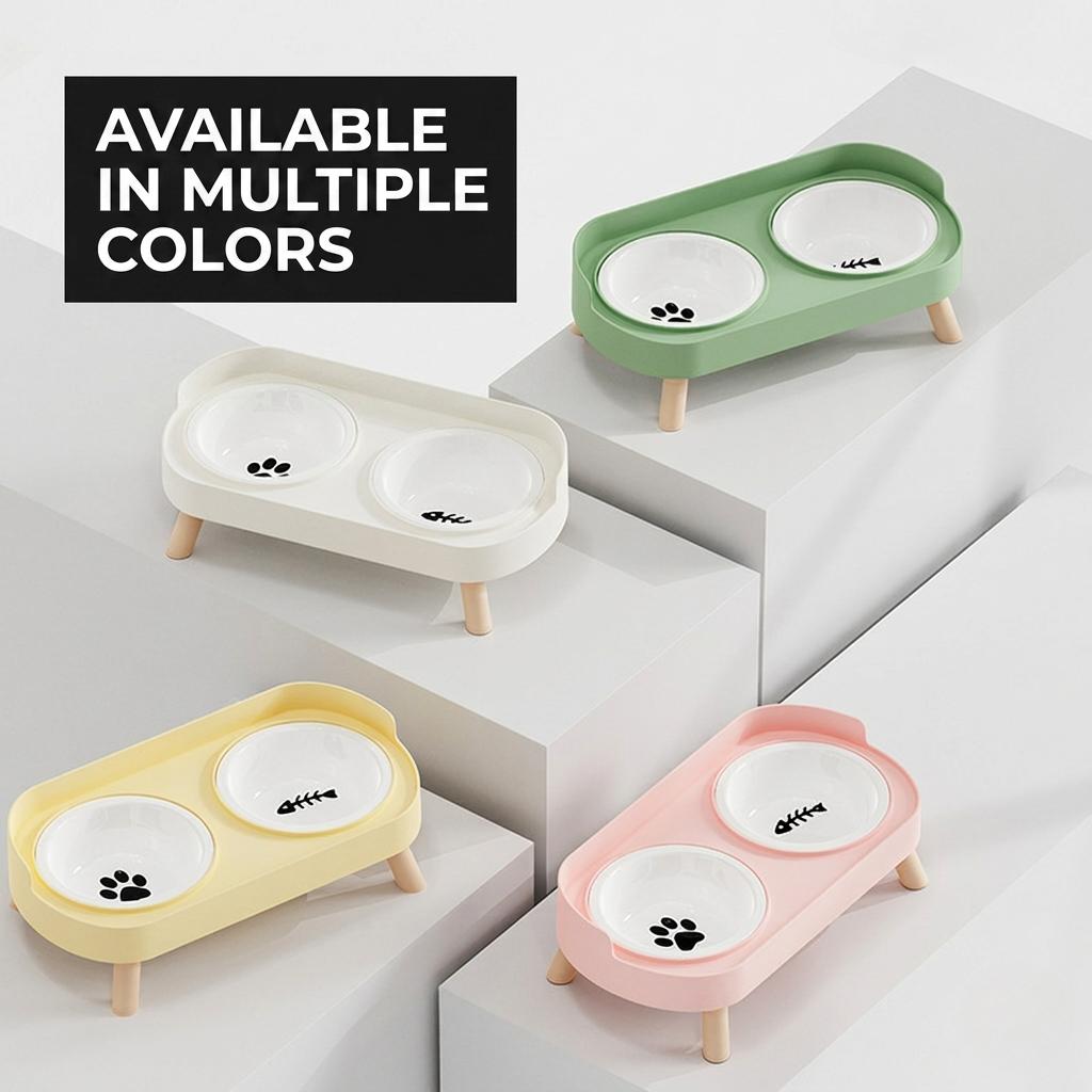 Elevated Dual Bowl Feeding Station: Comfort & Convenience for Your Pet
