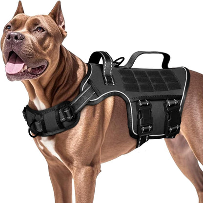 Heavy Duty XL Tactical Dog Harness - Ultimate No Pull Control for Large Dogs