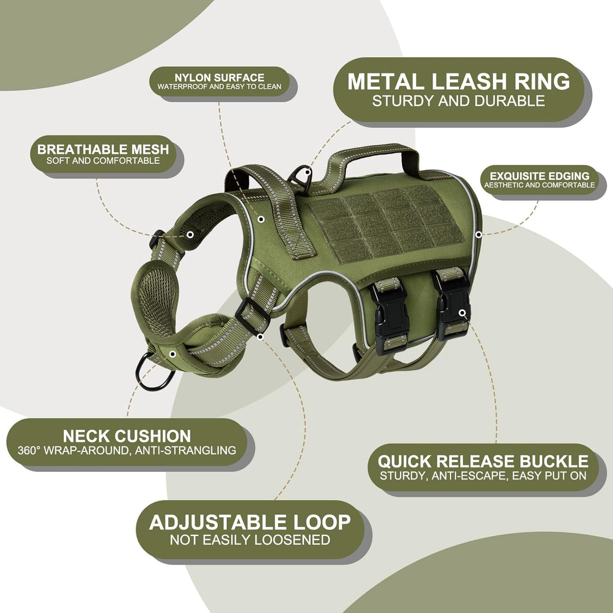 Heavy Duty XL Tactical Dog Harness - Ultimate No Pull Control for Large Dogs