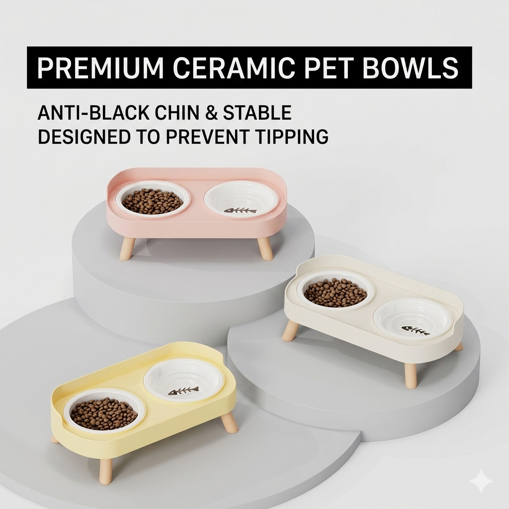 Elevated Dual Bowl Feeding Station: Comfort & Convenience for Your Pet