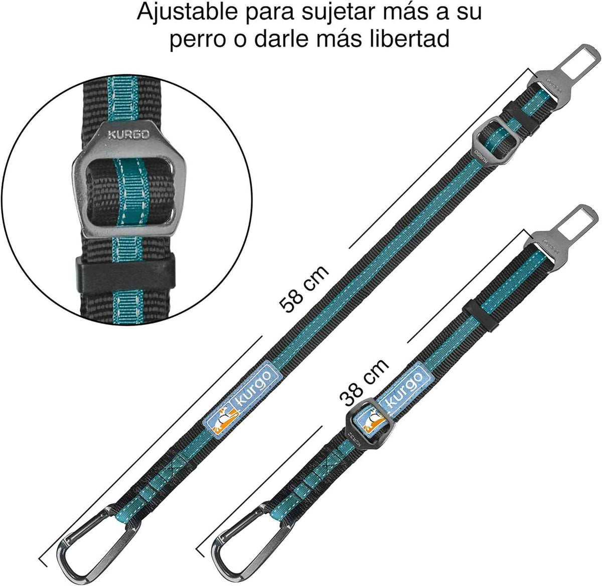 Coastal Blue Direct to Seatbelt Dog Tether | Adjustable Car Tether for Dogs, Clips to Seatbelt to Prevent Distracted Driving, Universal Fit (Excludes Volvo)