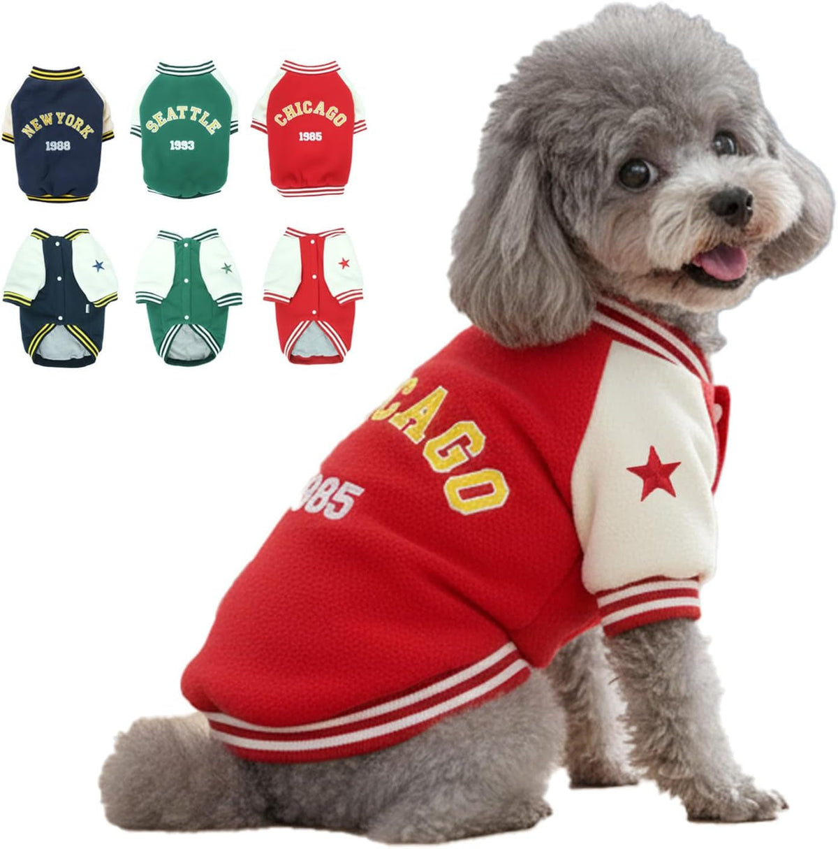 Warm Dog Varsity Jacket Heavyweight Fleece Pet Coat Small-4XL