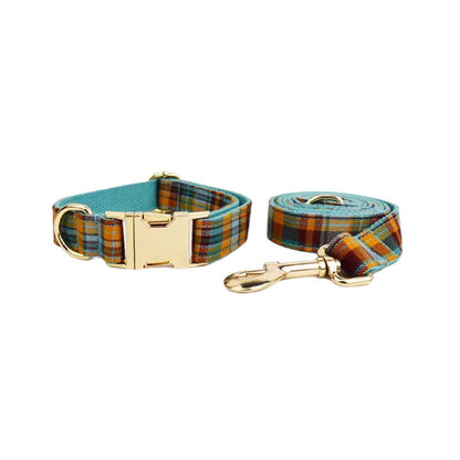 Autumn Blue Plaid Leash Set: Stylish Comfort for Every Adventure