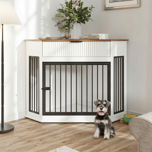 44.6'' Corner MDF Dog Crate Furniture for Small/Medium Dogs