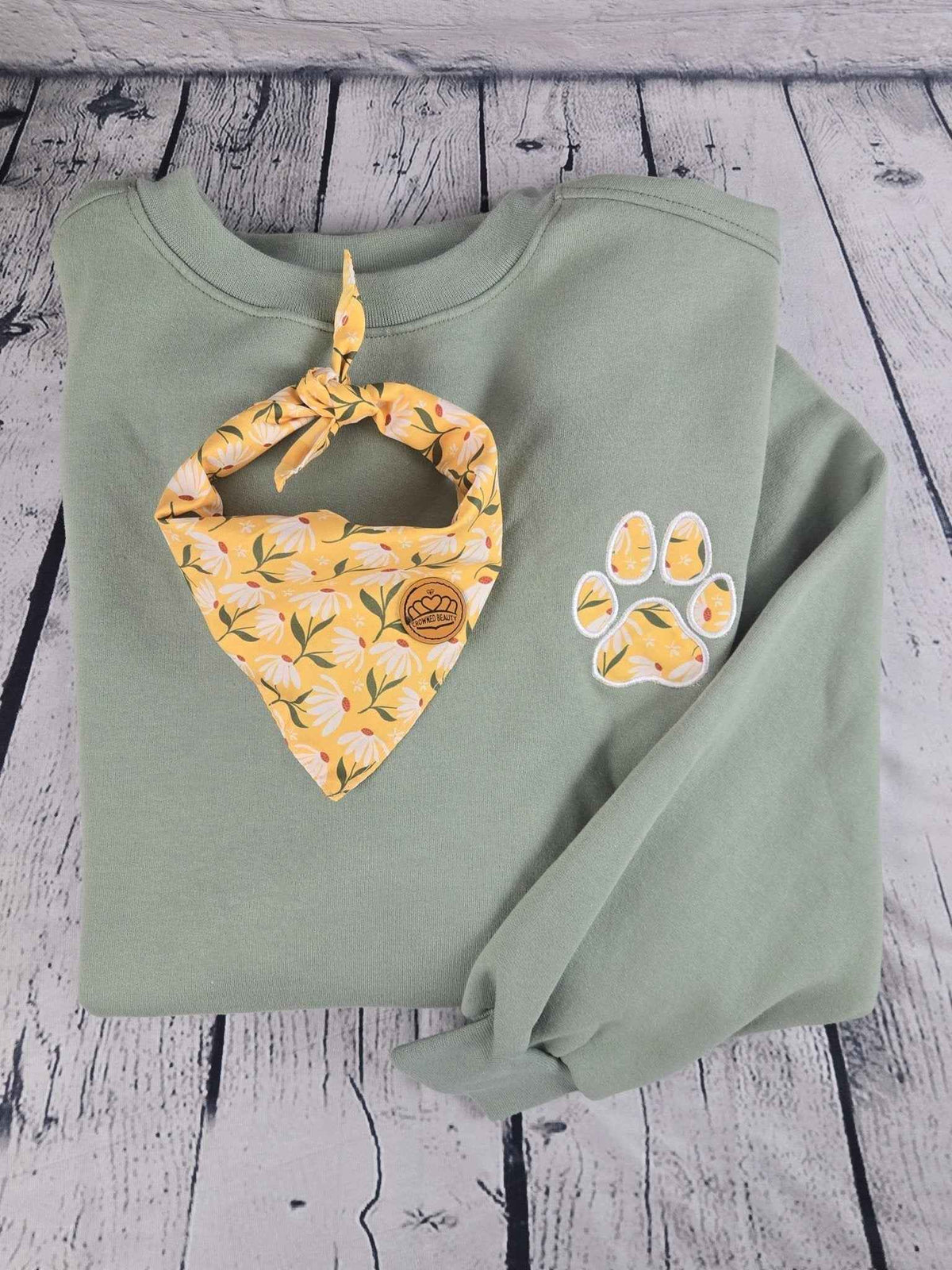 Personalized Dog Bandana With Matching Paw Print Sweatshirt