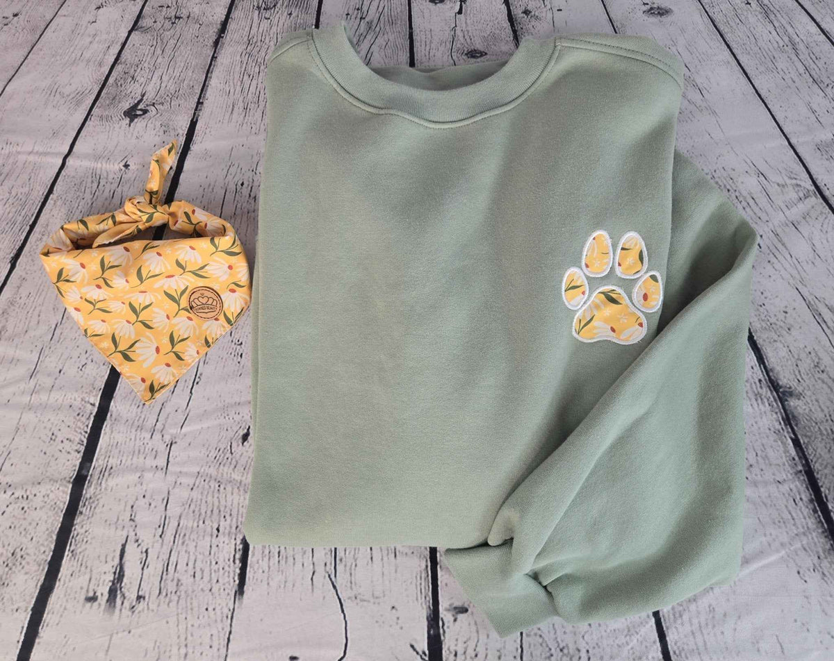 Personalized Dog Bandana With Matching Paw Print Sweatshirt