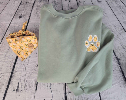 Personalized Dog Bandana With Matching Paw Print Sweatshirt
